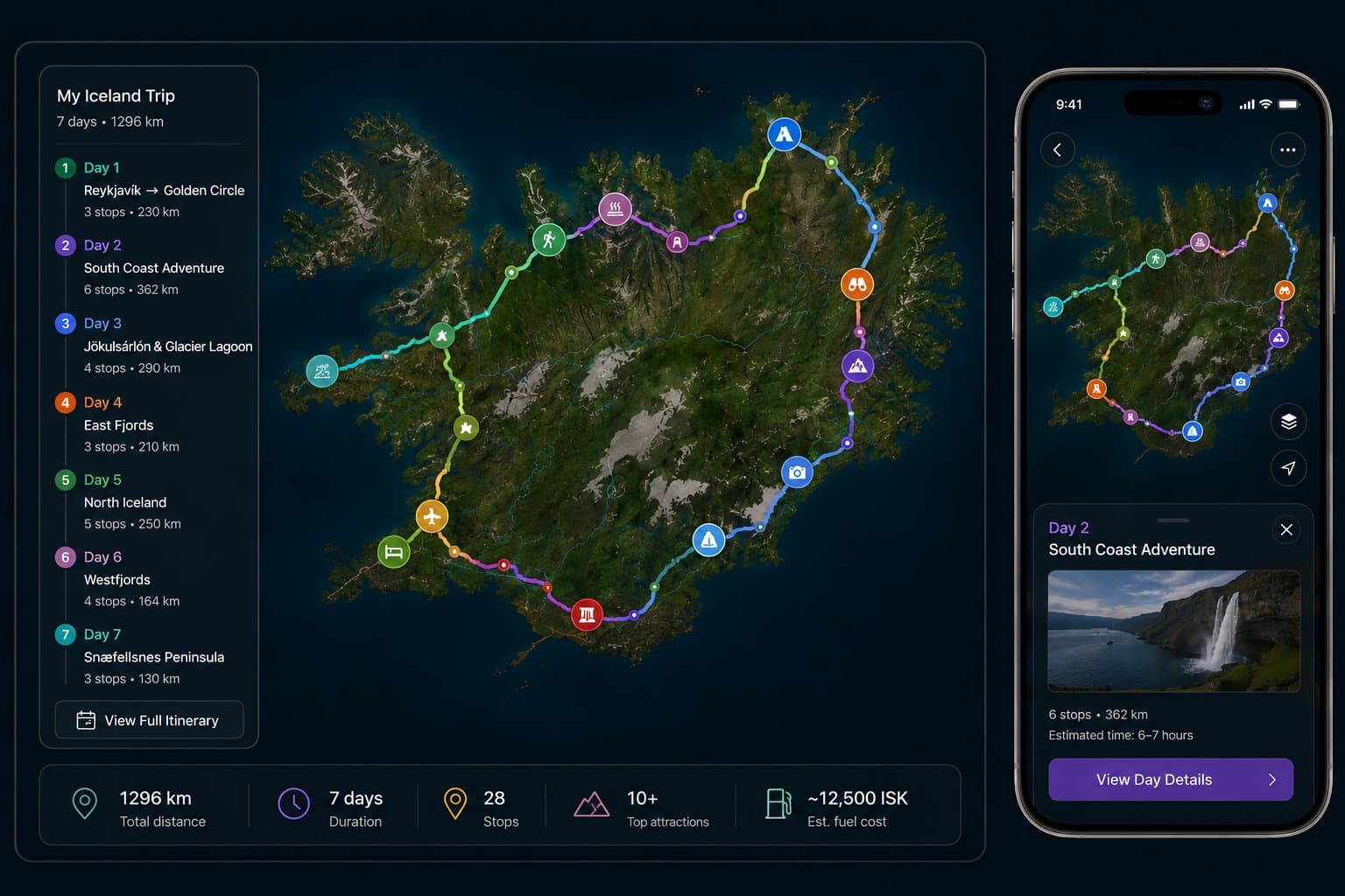 GoIce Travel — Interactive Iceland Trip Planner with day-by-day routes